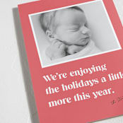 "A Little More" - Holiday Birth Announcement Cards in Rose by Jessie Steury - Detail