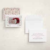 "Merry Little Christmas Greenery" - Holiday Birth Announcement Cards in Carnation by Alethea and Ruth - Assembled