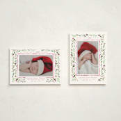 "Merry Little Christmas Greenery" - Holiday Birth Announcement Cards in Carnation by Alethea and Ruth - Photo Orientation Options