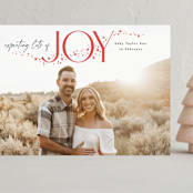 "Expecting More Joy" - Holiday Birth Announcement Cards in Cranberry by Alethea and Ruth - Front