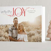 "Expecting More Joy" - Holiday Birth Announcement Cards in Cranberry by Alethea and Ruth - Folded Card