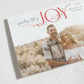 "Expecting More Joy" - Holiday Birth Announcement Cards in Cranberry by Alethea and Ruth - Detail
