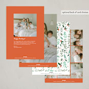 "Merry Little Christmas Greenery" - Holiday Birth Announcement Cards in Tangerine by Alethea and Ruth - Back of Card Options