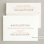 "Merry Little Christmas Greenery" - Holiday Birth Announcement Cards in Tangerine by Alethea and Ruth - FREE Recipient Addressing