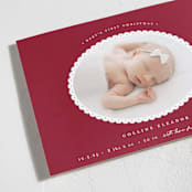 "Scallop Frame" - Holiday Birth Announcement Cards in Candy Cane by Emily Betts - Detail