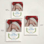 "First Christmas Wreath" - Holiday Birth Announcement Cards in Winter Sky by Alethea and Ruth - Formats Available