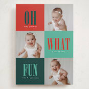 "Oh What Fun" - Holiday Birth Announcement Cards in Candied Apple by Stacy Maalouf - Front