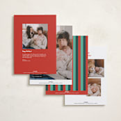 "Oh What Fun" - Holiday Birth Announcement Cards in Candied Apple by Stacy Maalouf - Back of Card Options
