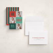 "Oh What Fun" - Holiday Birth Announcement Cards in Candied Apple by Stacy Maalouf - Assembled