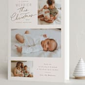 "Merrier This Year" - Holiday Birth Announcement Cards in Toffee by Everett Paper Goods - Folded Card