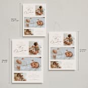 "Merrier This Year" - Holiday Birth Announcement Cards in Toffee by Everett Paper Goods - Formats Available
