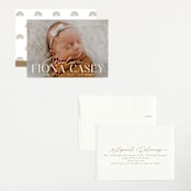 "Welcoming" - Birth Announcements in Cotton by Everett Paper Goods - Assembled