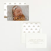 "Welcoming" - Birth Announcements in Cotton by Everett Paper Goods - Assembled
