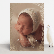 "Botanica Frame" - Birth Announcements in Vanilla by Laura Hankins - Front