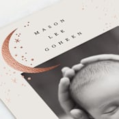 "Crescent Moon and Stars" - Birth Announcements in Cream by Alethea and Ruth - Detail