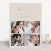"Scripted Introductions" - Birth Announcements in Cream by Carolyn MacLaren - Front