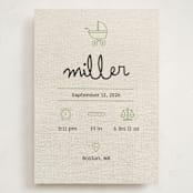 "Stitched Together" - Birth Announcements in Mint by Ashley Langlais - Front