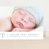 "Stately monogram" - Birth Announcements in Powder by Stacey Meacham - Front
