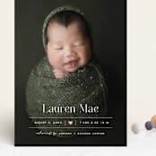 "Heart" - Birth Announcements in Blush by Pixel and Hank - Front
