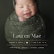 "Heart" - Birth Announcements in Blush by Pixel and Hank - Detail