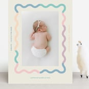 "Wavy Pastel Frame" - Birth Announcements in Cream by Baumbirdy - Front