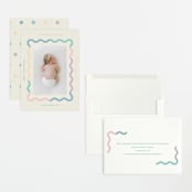 "Wavy Pastel Frame" - Birth Announcements in Cream by Baumbirdy - Assembled