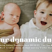 "Dynamic Duo" - Birth Announcements in Cotton by Corinne Malesic - Detail