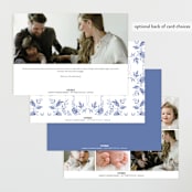 "Daisy Toile" - Birth Announcements in Bluebird by Susan Zinader - Back of Card Options