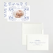 "Daisy Toile" - Birth Announcements in Bluebird by Susan Zinader - Assembled