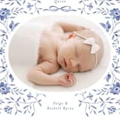"Daisy Toile" - Birth Announcements in Bluebird by Susan Zinader - Detail