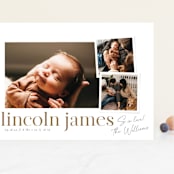 "Little Snaps" - Birth Announcements in Linen by Robert and Stella - Front