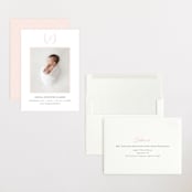 "Monogram Laurel" - Birth Announcements in Peony by Vanessa Doyle - Assembled