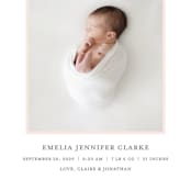 "Monogram Laurel" - Birth Announcements in Peony by Vanessa Doyle - Detail