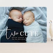 "Two Cute" - Birth Announcements in Silk by Creo Study - Front