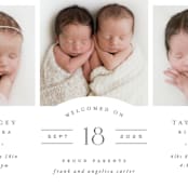 "Twinsies" - Birth Announcements in Slate by Hooray Creative - Detail