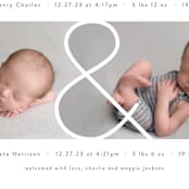 "Twin & Twin" - Birth Announcements in Snow by Lauren Chism - Detail