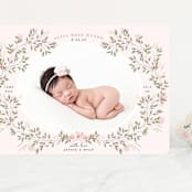 "Sweet Floral Vine" - Birth Announcements in Blush by Susan Moyal - Front
