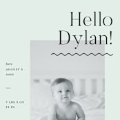 "Wavy Hello" - Birth Announcements in Moss by Pixel and Hank - Detail