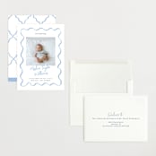 "handdrawn wavy frame" - Birth Announcements in Dusty Blue by Cass Loh - Assembled