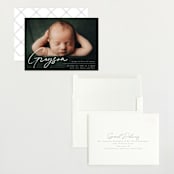 "Linear" - Birth Announcements in Frost by Everett Paper Goods - Assembled