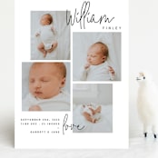 "overjoyed script" - Birth Announcements in Onyx by Lindsay Stetson Thompson - Front