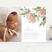 "Watercolor bouquet" - Birth Announcements in Peach by Stacey Meacham - Front