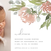 "Watercolor bouquet" - Birth Announcements in Peach by Stacey Meacham - Detail