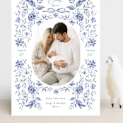 "Daisy Toile" - Birth Announcements in Bluebird by Susan Zinader - Front