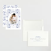 "Daisy Toile" - Birth Announcements in Bluebird by Susan Zinader - Assembled