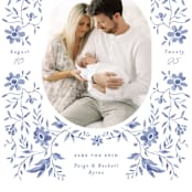 "Daisy Toile" - Birth Announcements in Bluebird by Susan Zinader - Detail