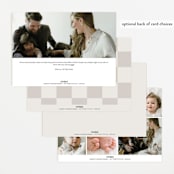 "Complete" - Birth Announcements in Linen by Kasia Labocki - Back of Card Options