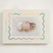 "Wavy Pastel Frame" - Birth Announcements in Cream by Baumbirdy - Front