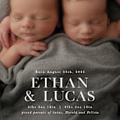 "Double Take" - Birth Announcements in Baby Powder by Hooray Creative - Detail