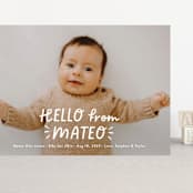 "Fun Hello" - Birth Announcements in Cloud by Jackie Crawford - Front